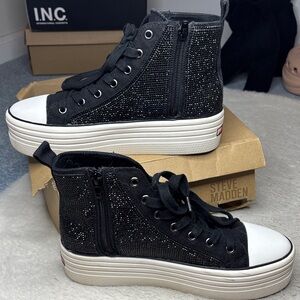 Steve Madden Black Glitter High-Top Sneakers